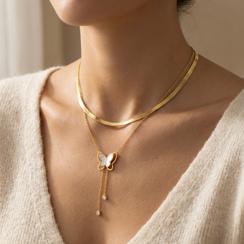 "Liquid Gold" Herringbone Chain – 18K Gold Plated