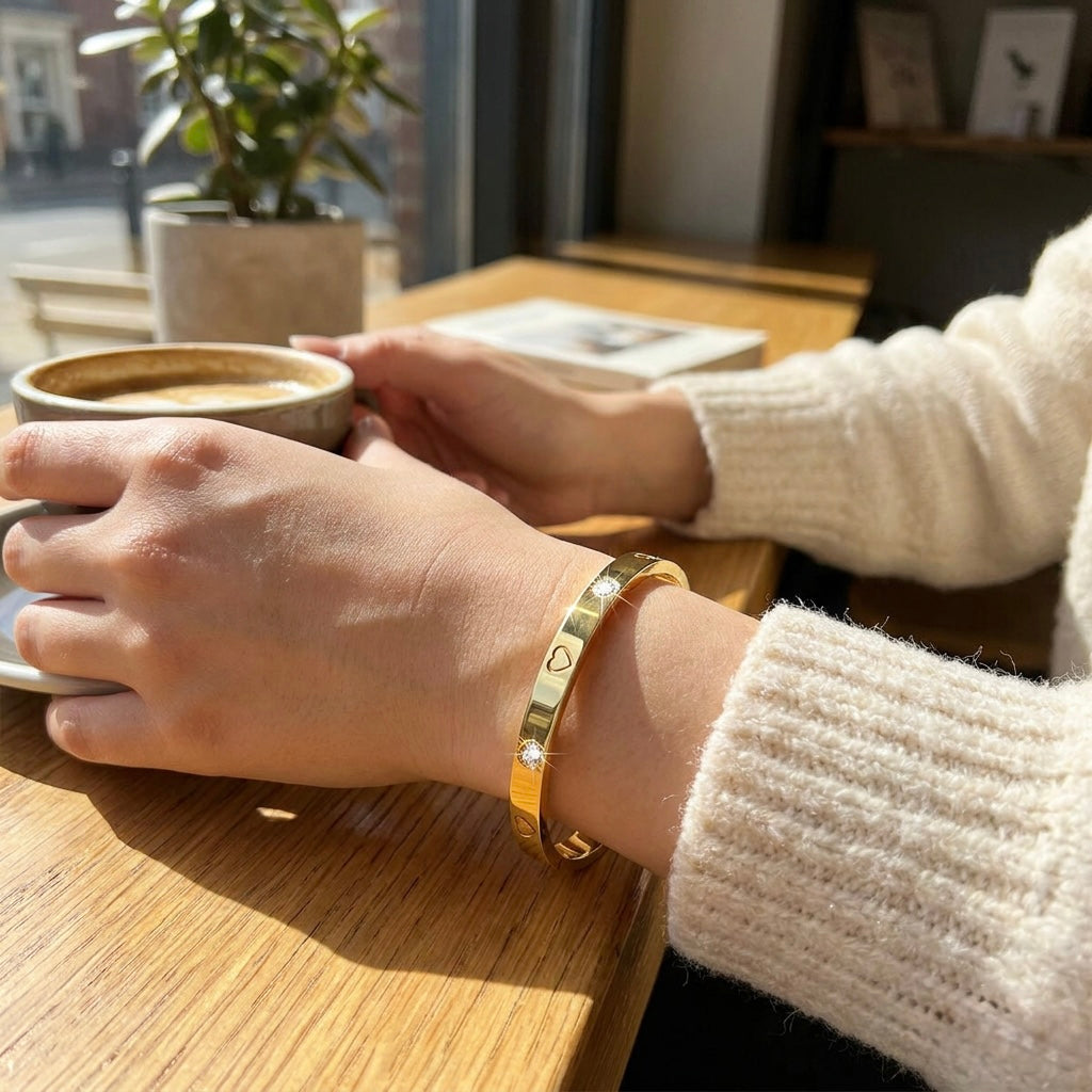 "Amora" Romantic Sparkle Bangle — 18K Gold Plated