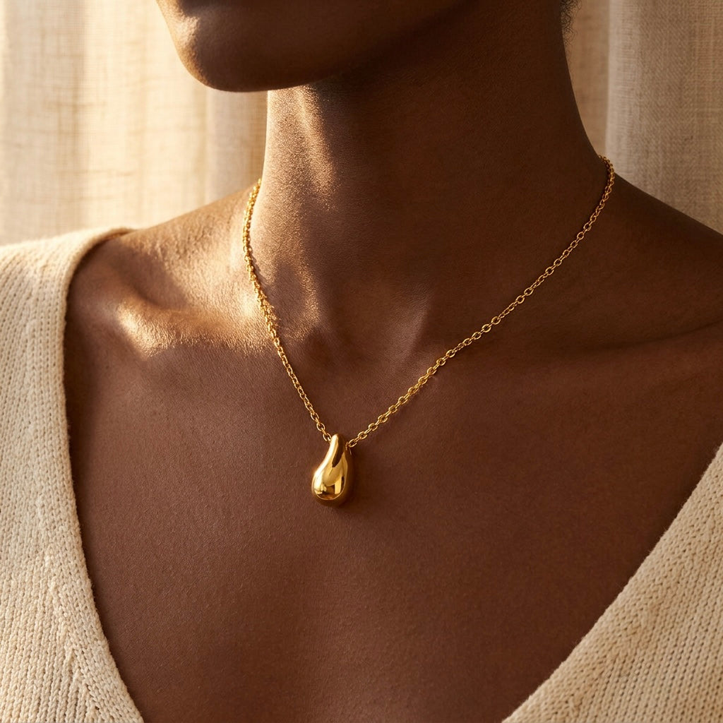 "Aura" Teardrop Necklace — 18K Gold Plated