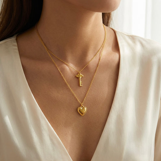 “Unlocked Love" Layered Necklace – 18K Gold Plated