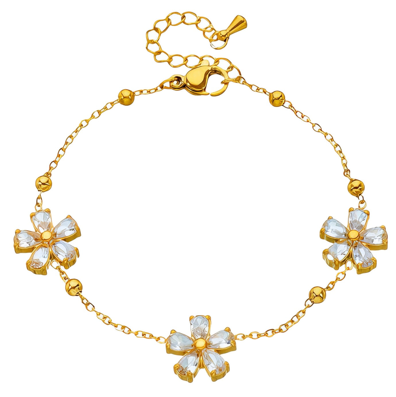 "Elysian" Shimmering Floral Station Bracelet — 18K Gold Plated