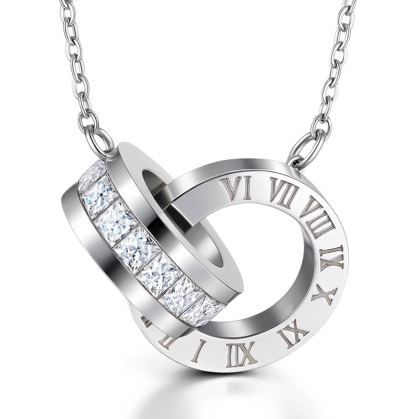 "Eternal Roma" Interlocking Roman Numeral Necklace — 18K Gold Plated