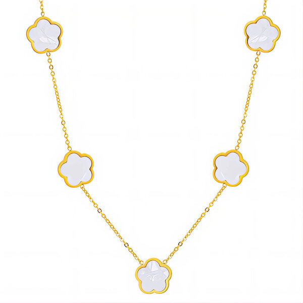 "Flower Meadow" Pearlescent Station Necklace — 18K Gold Plated