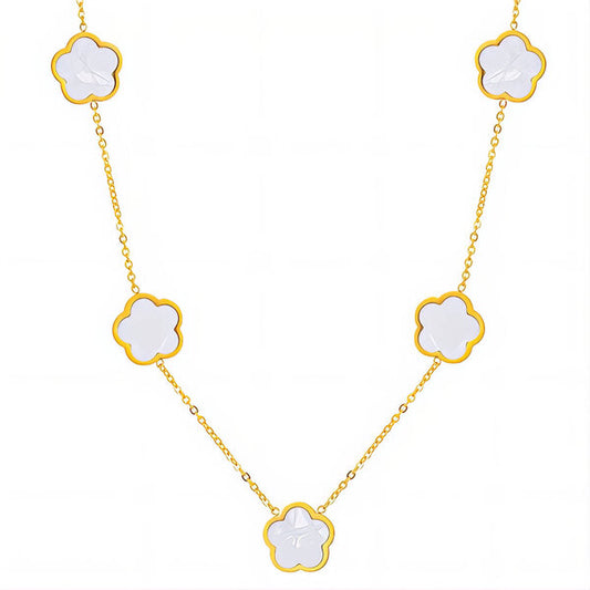 "Flower Meadow" Pearlescent Station Necklace — 18K Gold Plated