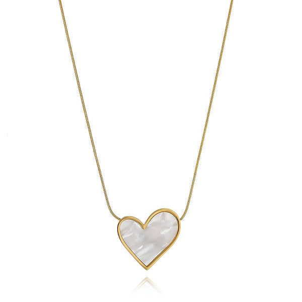 "Amour Nacre" Iridescent Heart Necklace — 18K Gold Plated