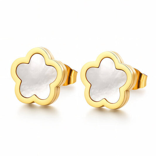 "Flower Meadow" Pearlescent Stud Earrings — 18K Gold Plated