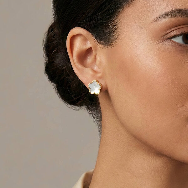 "Flower Meadow" Pearlescent Stud Earrings — 18K Gold Plated