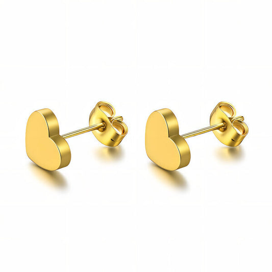 "Amora" Minimalist Heart Studs — 18K Gold Plated