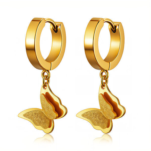 "Mariposa" Textured Butterfly Huggies — 18K Gold Plated