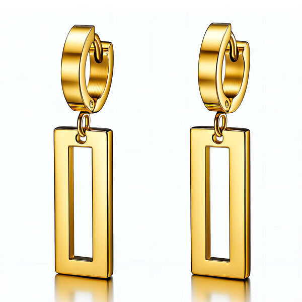 "Linear" Modern Geometric Drop Earrings — 18K Gold Plated