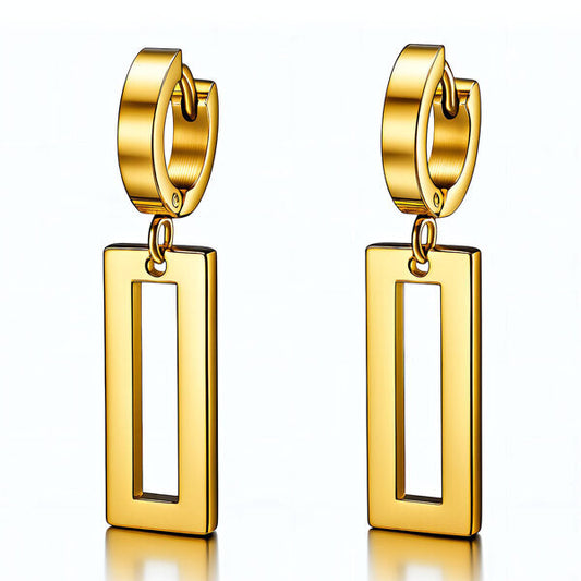 "Linear" Modern Geometric Drop Earrings — 18K Gold Plated