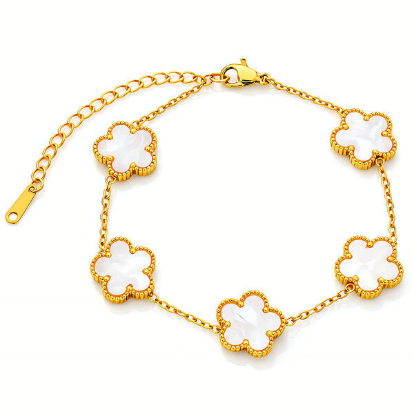 "Flower Meadow" Pearlescent Station Bracelet — 18K Gold Plated