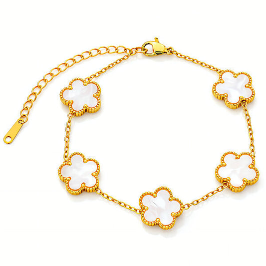 "Flower Meadow" Pearlescent Station Bracelet — 18K Gold Plated