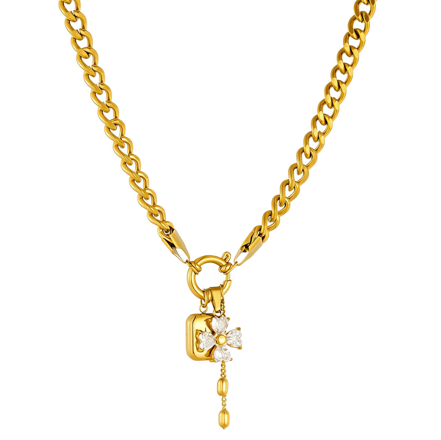 "FLOWER" Necklace, 18K GOLD PLATED STEEL