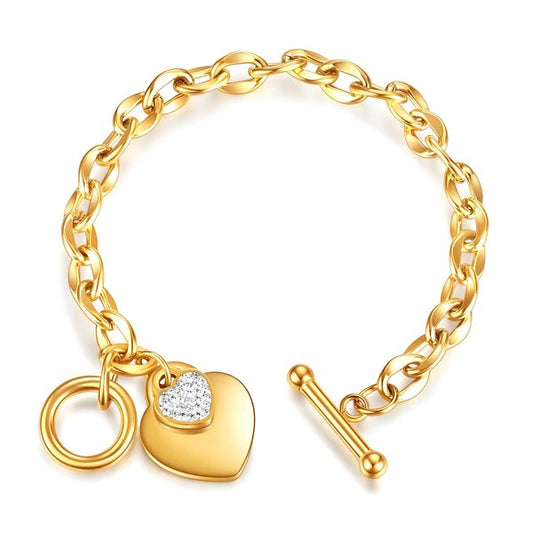 "Everlasting Heart" Toggle Bracelet – 18K Gold Plated
