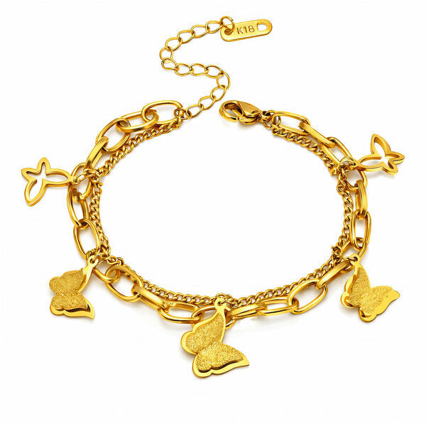 "Mariposa" Layered Butterfly Bracelet – 18K Gold Plated