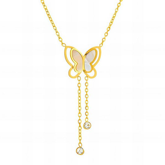 "Aria" Butterfly Drop Necklace – 18K Gold Plated
