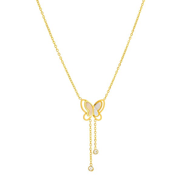 "Aria" Butterfly Drop Necklace – 18K Gold Plated
