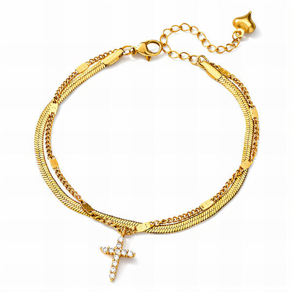 "Faith" Dual-Layer Cross Bracelet