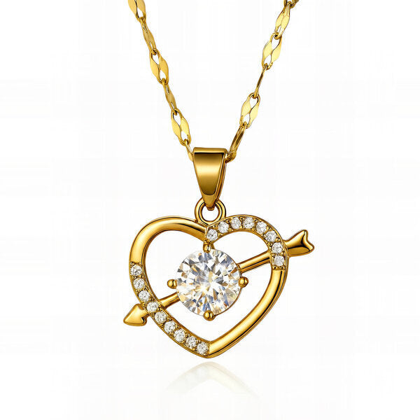 Cupid’s Heart Necklace – 18K Gold Plated with Sparkling Zirconia