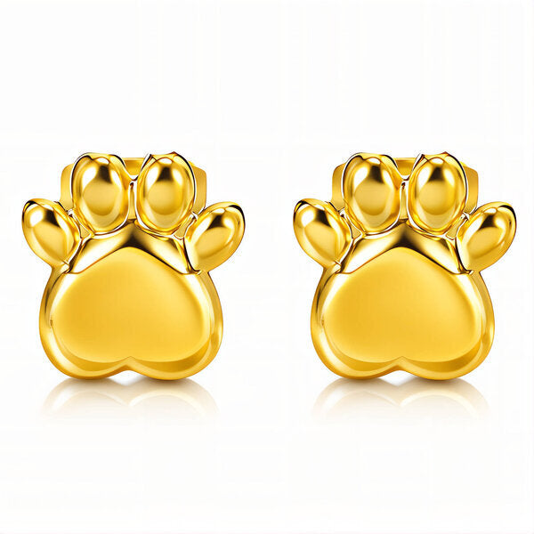 "Loyalty" Paw Print Studs — 18K Gold Plated