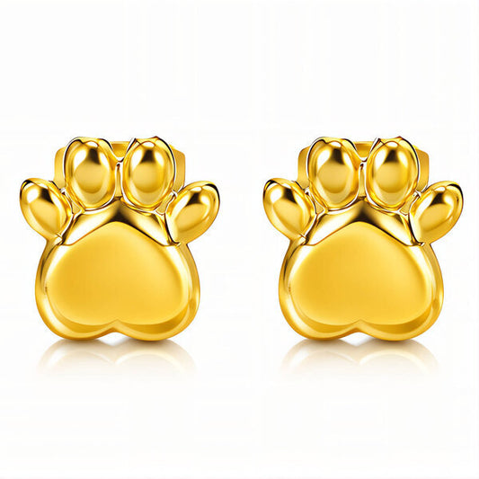 "Loyalty" Paw Print Studs — 18K Gold Plated