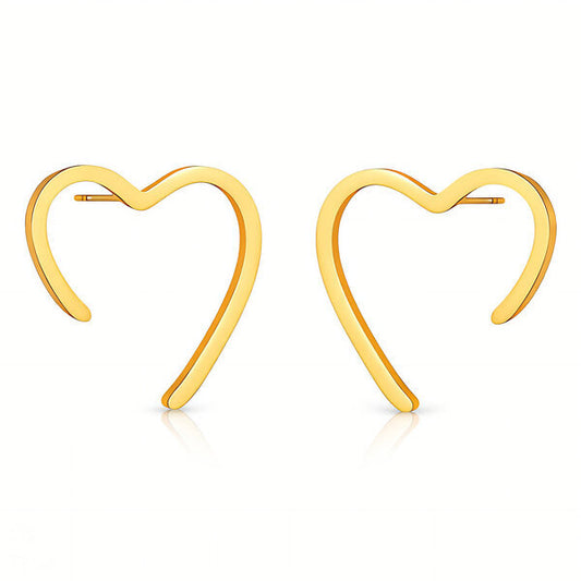 "Amora" Minimalist Heart Studs — 18K Gold Plated