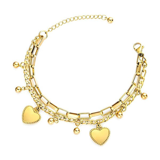 "Valentina" Double-Layer Charm Bracelet — 18K Gold Plated